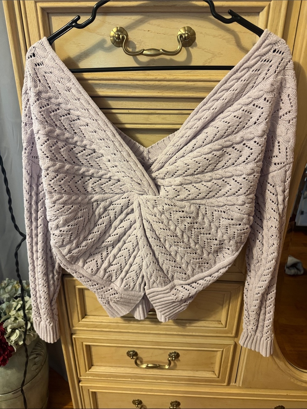 Jessica Simpson Knit Twist-Back Sweater in Light Purple